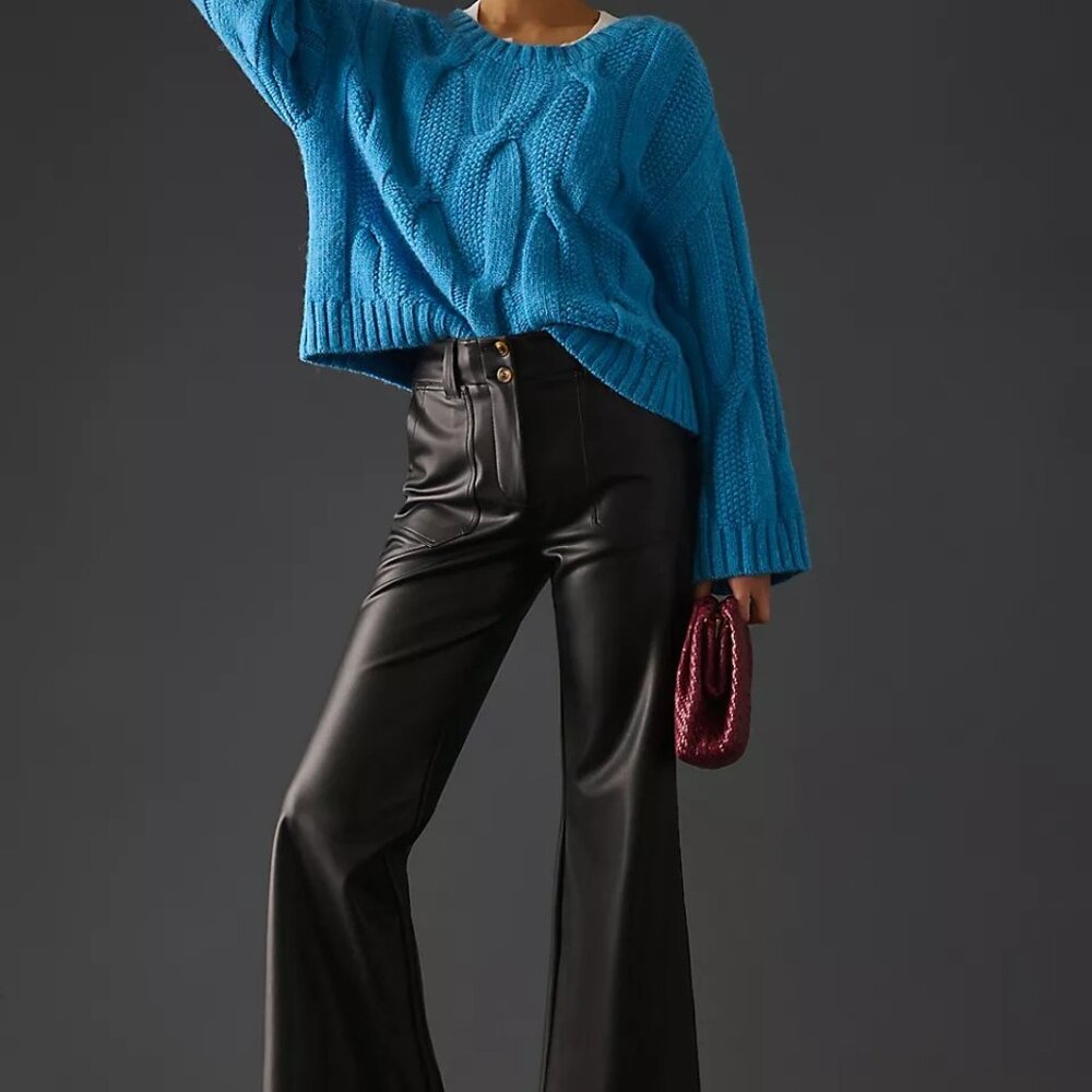 The Naomi Wide-Leg Flare Pants by Maeve: Faux Leather Edition